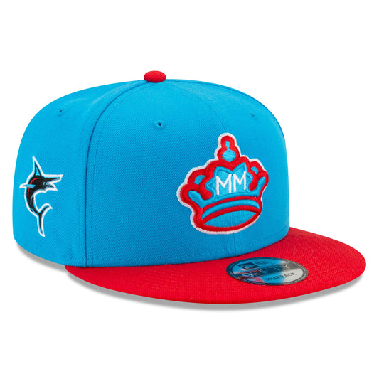 Miami Marlins New Era 2021 City Connect 9FIFTY Snapback Adjustable Hat - Blue/Red