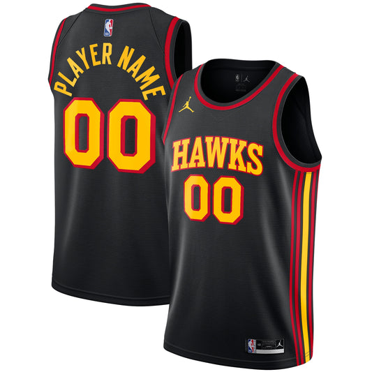 Atlanta Hawks Jordans Brand Swingman Custom Jersey - Statement Edition - Black