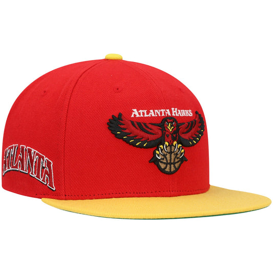 Atlanta Hawks Mitchell & Ness Hardwood Classics Snapback Hat - Red/Gold
