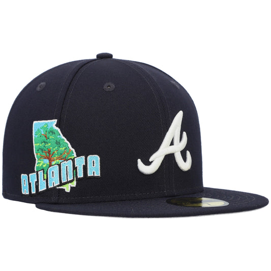 Atlanta Braves New Era Stateview 59FIFTY Fitted Hat - Navy