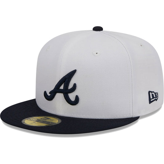 Atlanta Braves New Era Optic 59FIFTY Fitted Hat - White/Navy